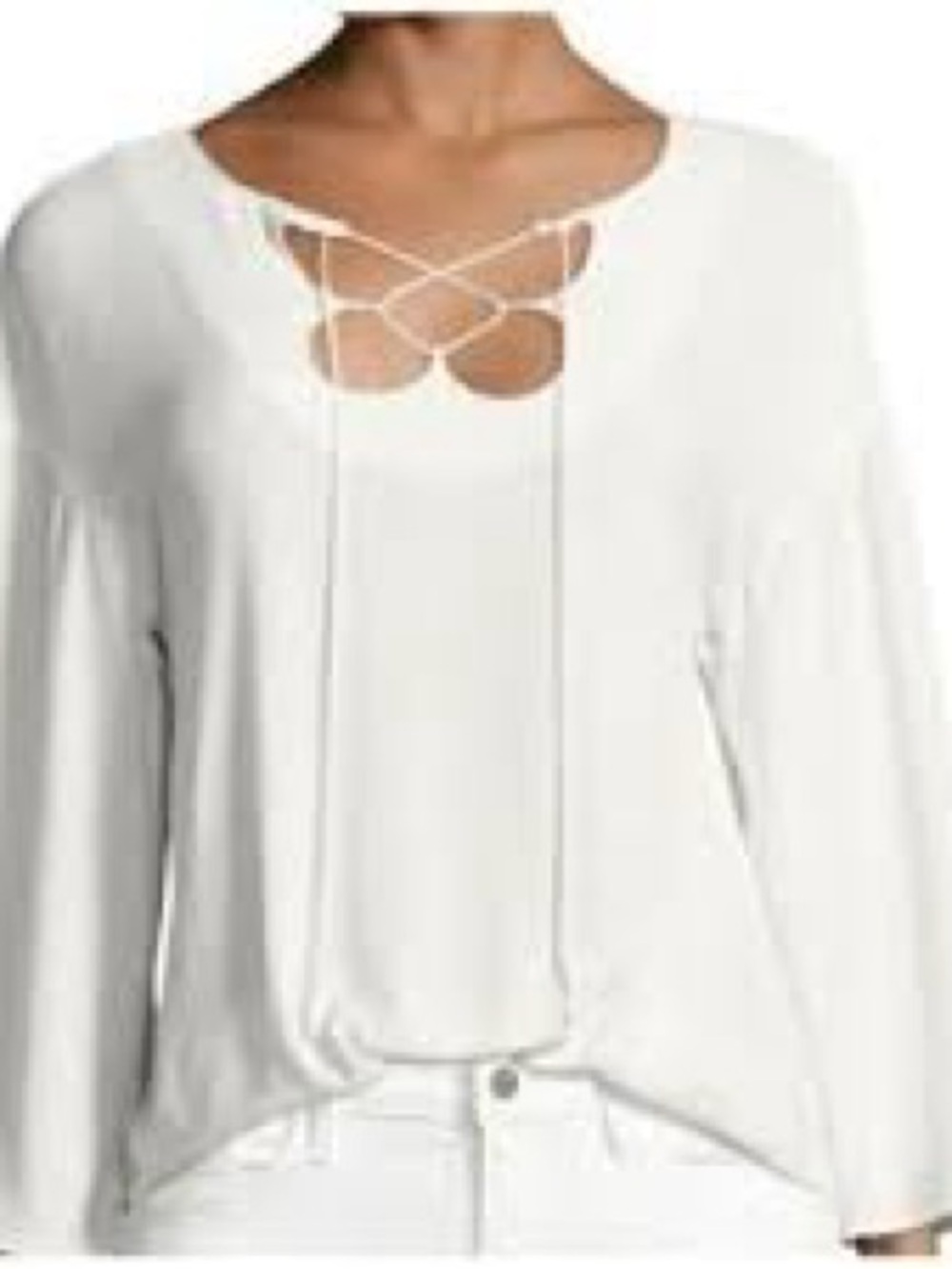 NWT FRAME White Lace-Up Long Sleeve Blouse - s